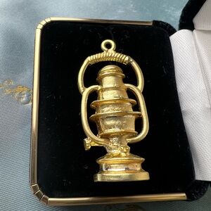 Vintage Gold Tone Lantern Charm | 1950s Oil Lamp Charm
